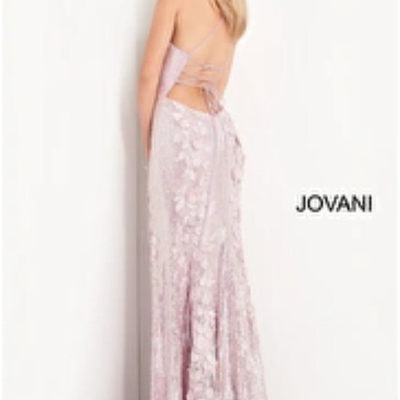 Jovani 06109 Ice Pink Sweetheart Neck Floral Prom Dress - Picture 3 of 5